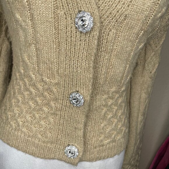 And Now This Women's Tan Silver Embellished Long Sleeve Sweater Cardigan XS - Picture 4 of 11